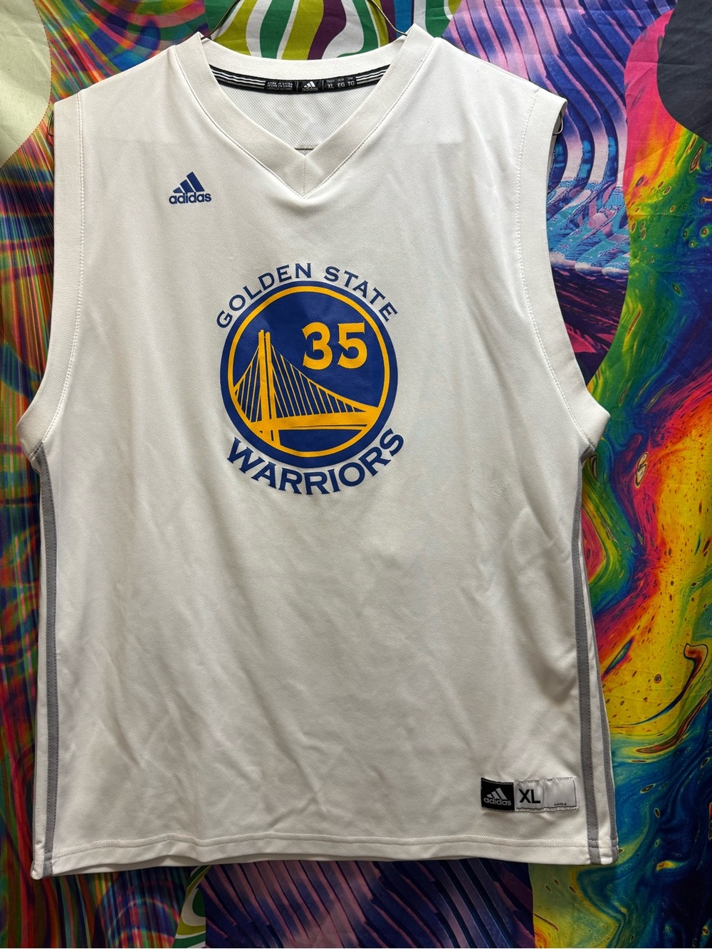 adidas White Golden State Warriors #35 Basketball Jersey